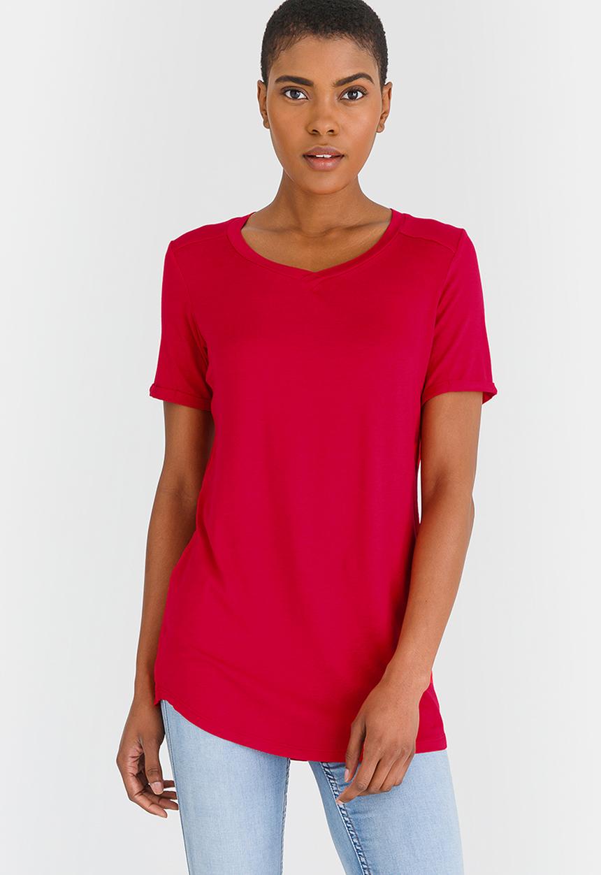 edit - High-Low Tee Red