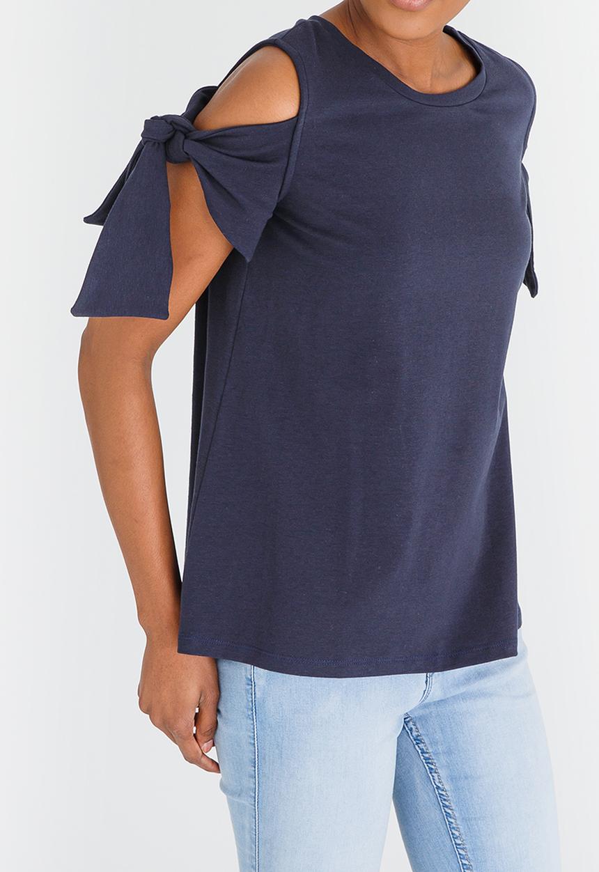 edit - Tie-Up Sleeve Tshirt Navy