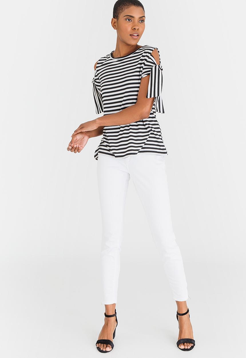 edit - Tie-Up Sleeve Tshirt Multi-colour