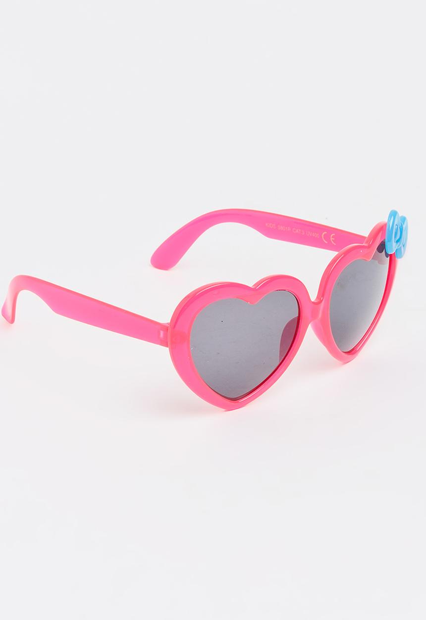 Jewels and Lace - Heart Bow Sunglasses Dark Pink