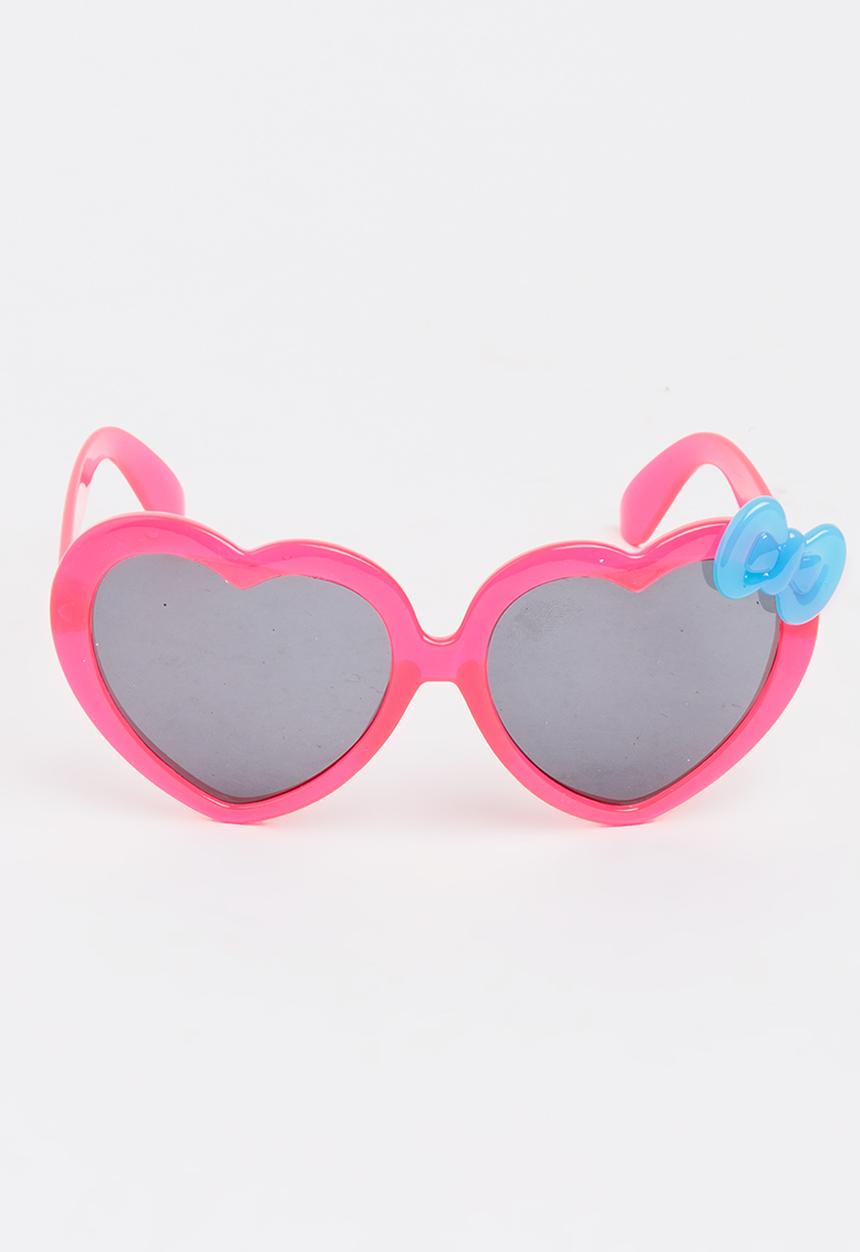 Jewels and Lace - Heart Bow Sunglasses Dark Pink