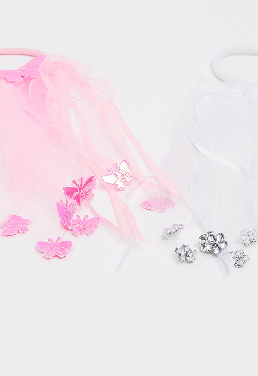 Jewels and Lace - Butterfly Floral Hair Ties Multi-colour