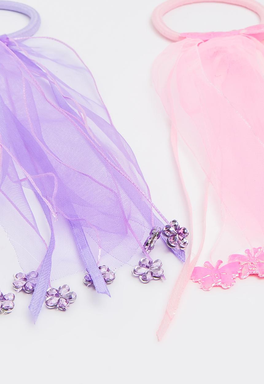Jewels and Lace - Butterfly Floral Hair Ties Multi-colour