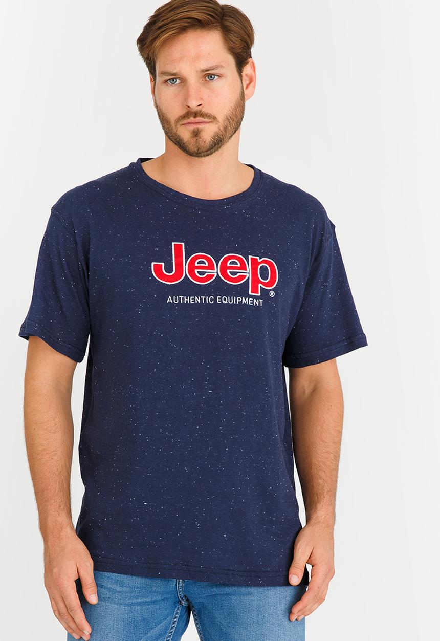 JEEP - Applique Embroidered T Shirt Navy