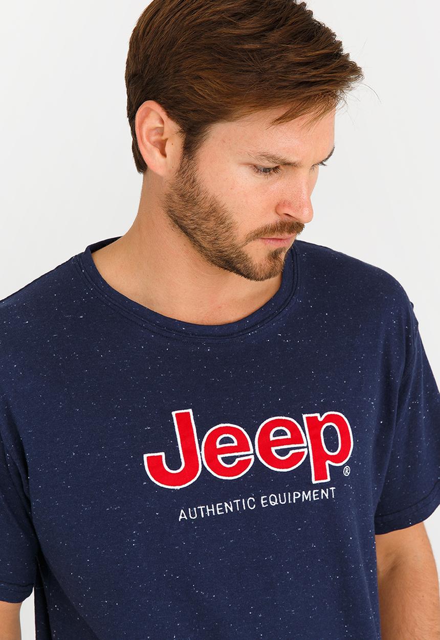 JEEP - Applique Embroidered T Shirt Navy