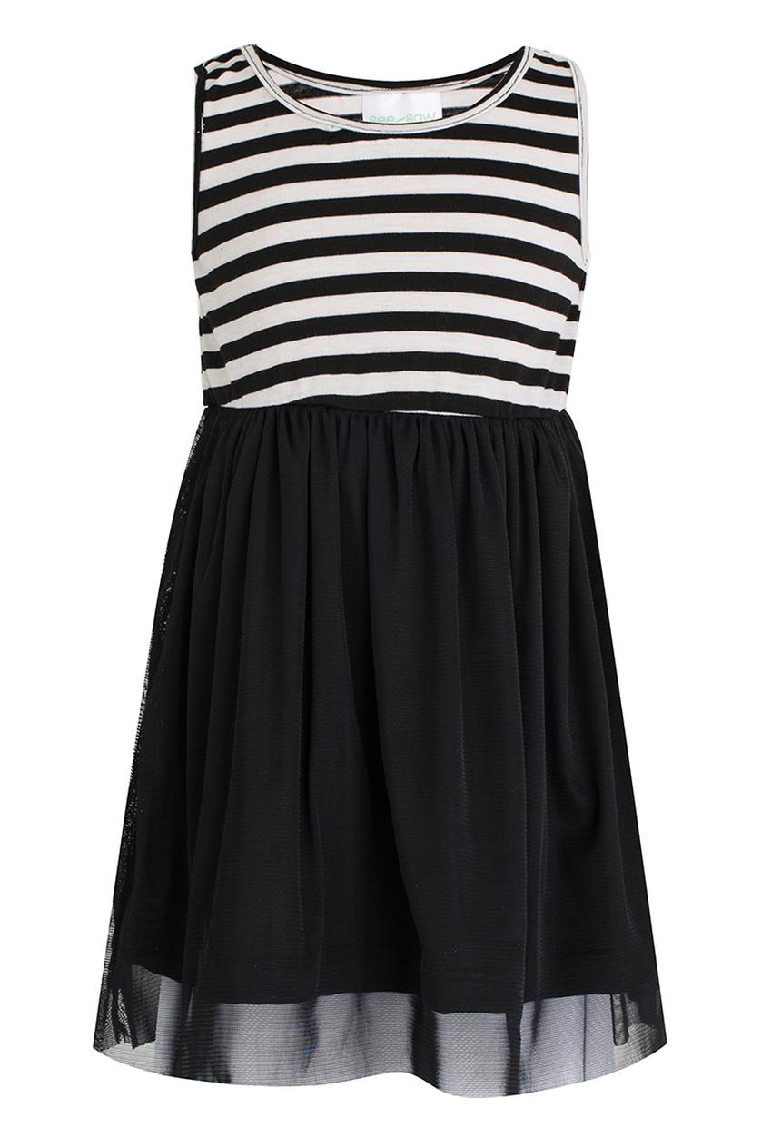 See-Saw - High Waist Dress with Mesh Black and White