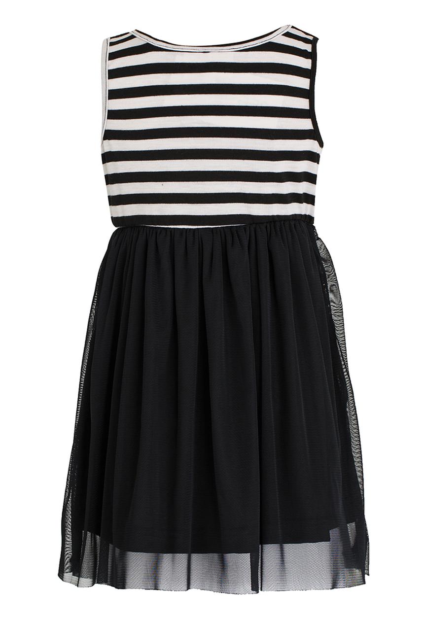 See-Saw - High Waist Dress with Mesh Black and White