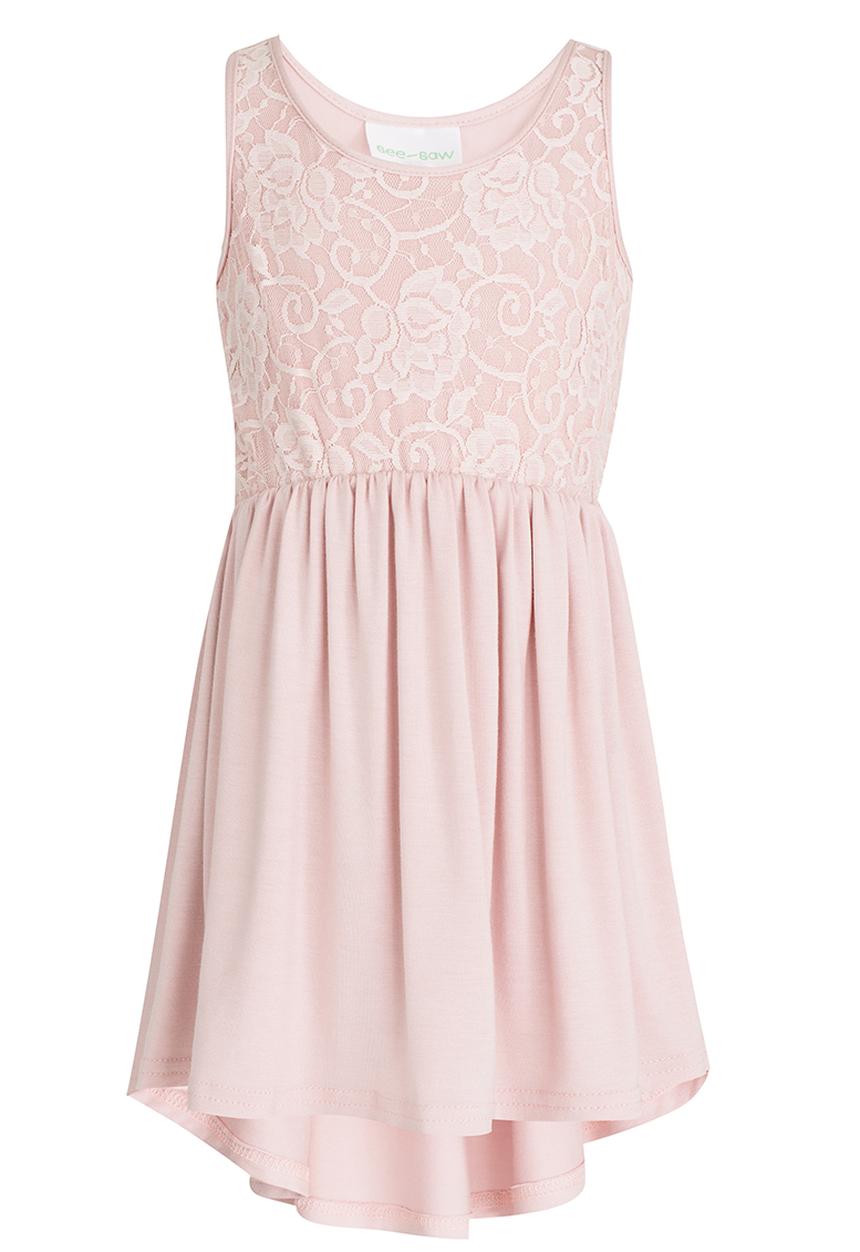 See-Saw - Hi-Low Dress with Lace Bodice Pale Pink