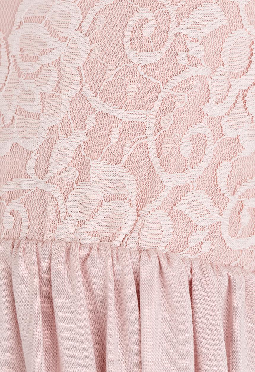See-Saw - Hi-Low Dress with Lace Bodice Pale Pink