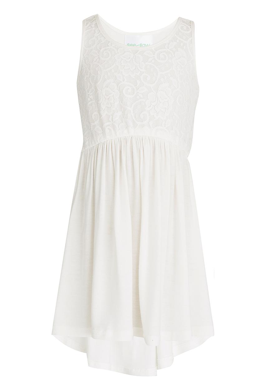 See-Saw - Hi-Low Dress with Lace Bodice Milk