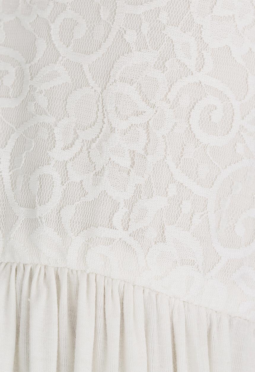 See-Saw - Hi-Low Dress with Lace Bodice Milk