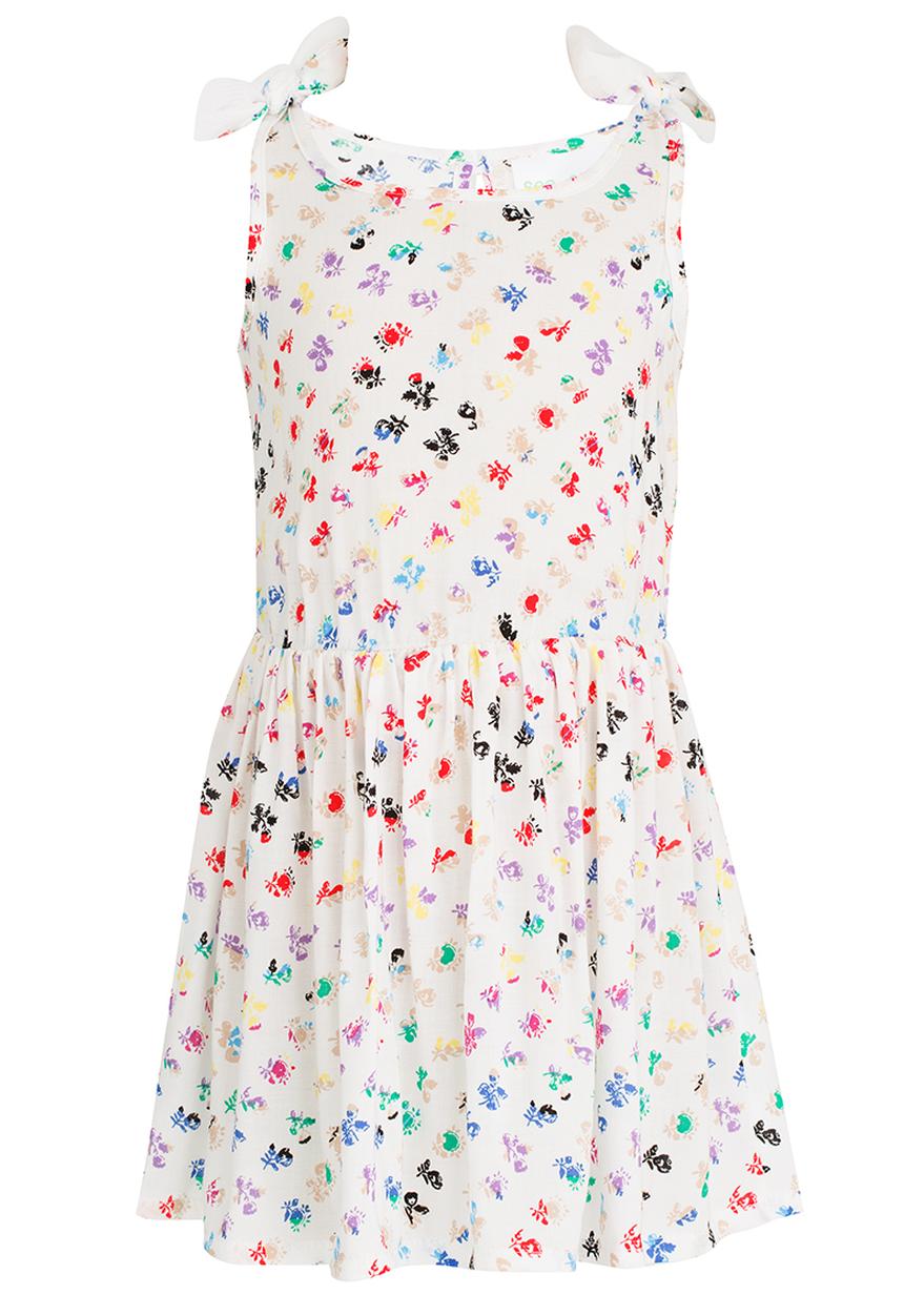 See-Saw - Mid Waist Dress with Mesh Shoulder Bow White