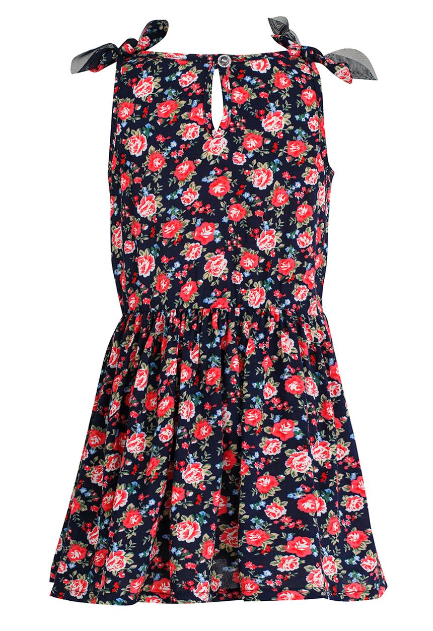 See-Saw - Mid Waist Dress with Mesh Shoulder Bow Navy