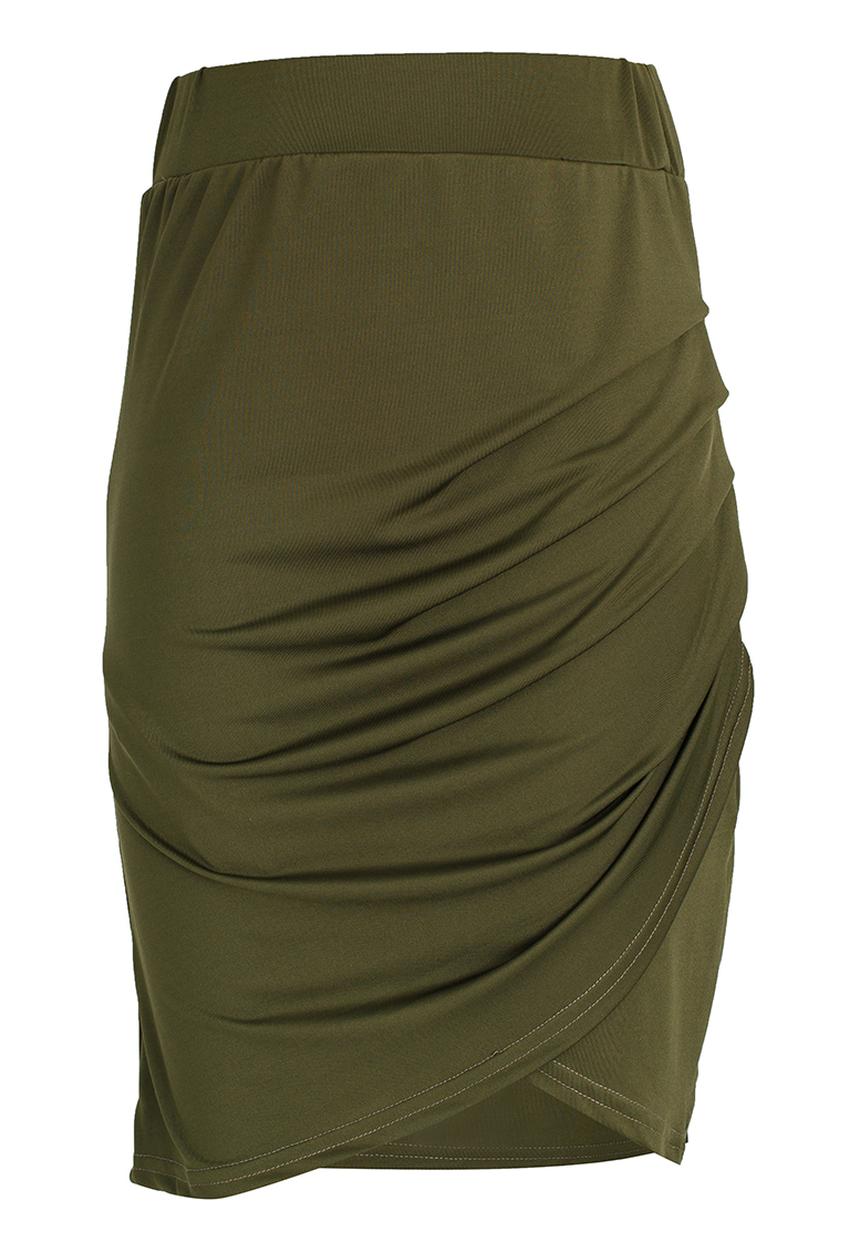 Rebel Republic - Bodycon Skirt with Side Pleats Khaki Green