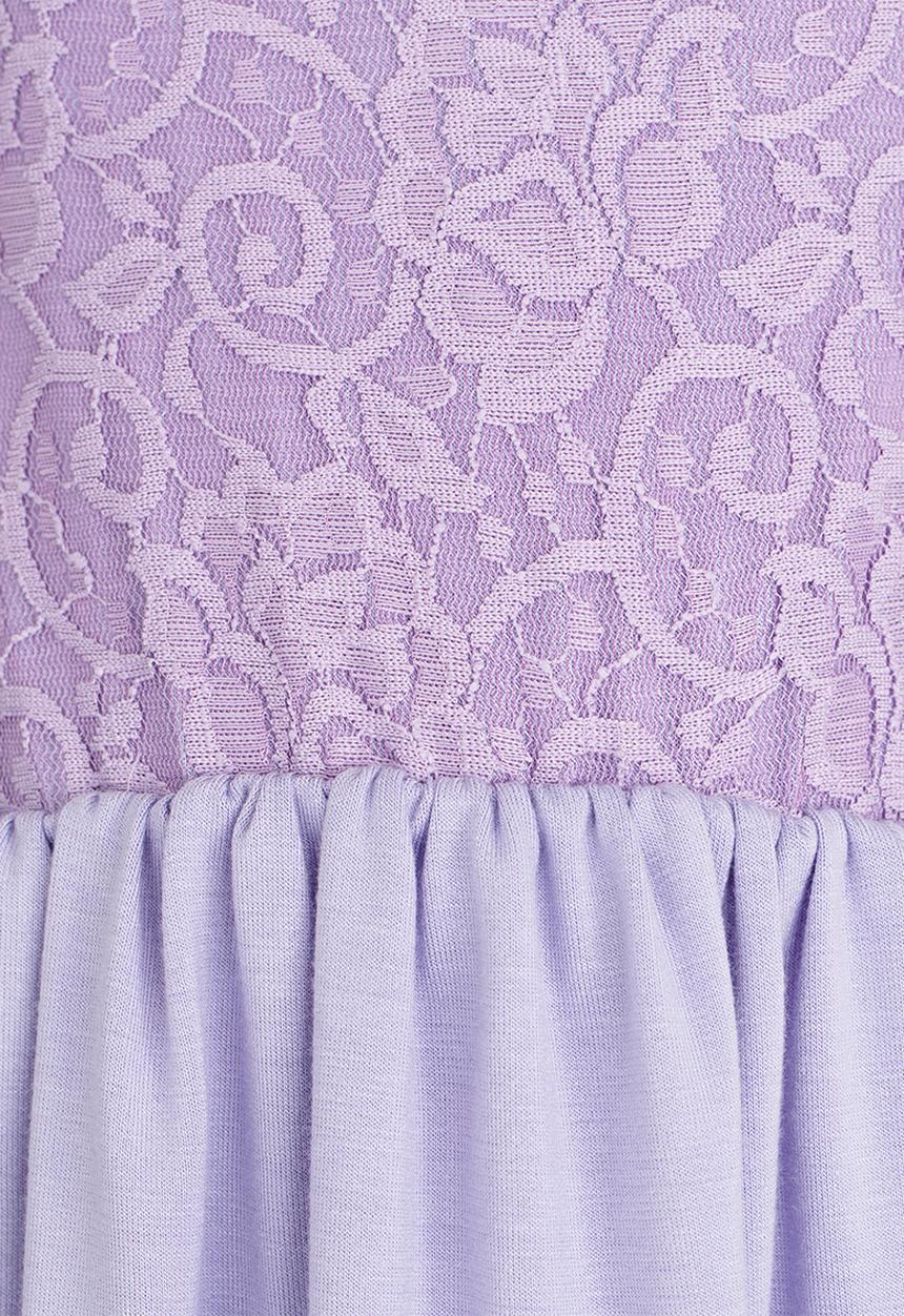 See-Saw - Hi-Low Dress with Lace Bodice Mid Purple