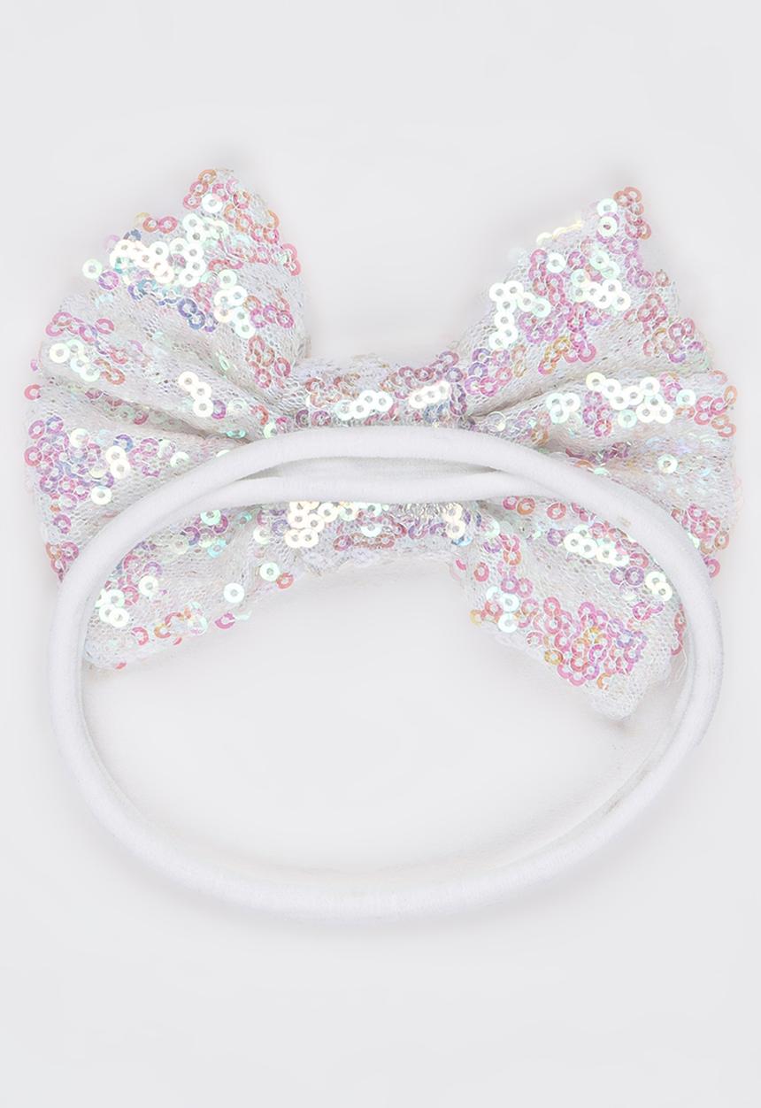 Pop Candy - Sequin Bow Headband White