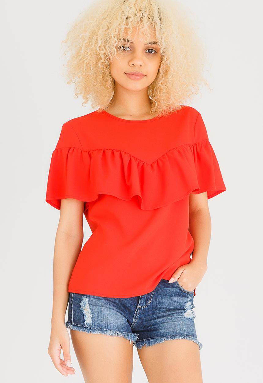c(inch) - Frill Detail Blouse Orange