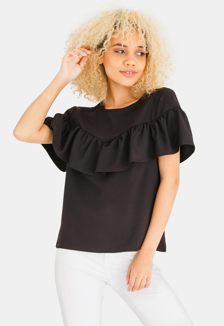 c(inch) - Frill Detail Blouse Black