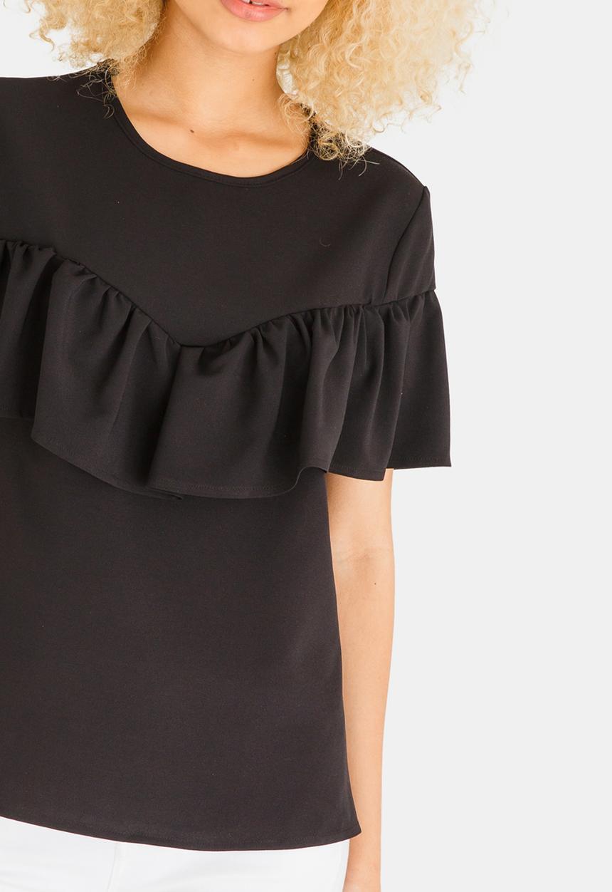 c(inch) - Frill Detail Blouse Black