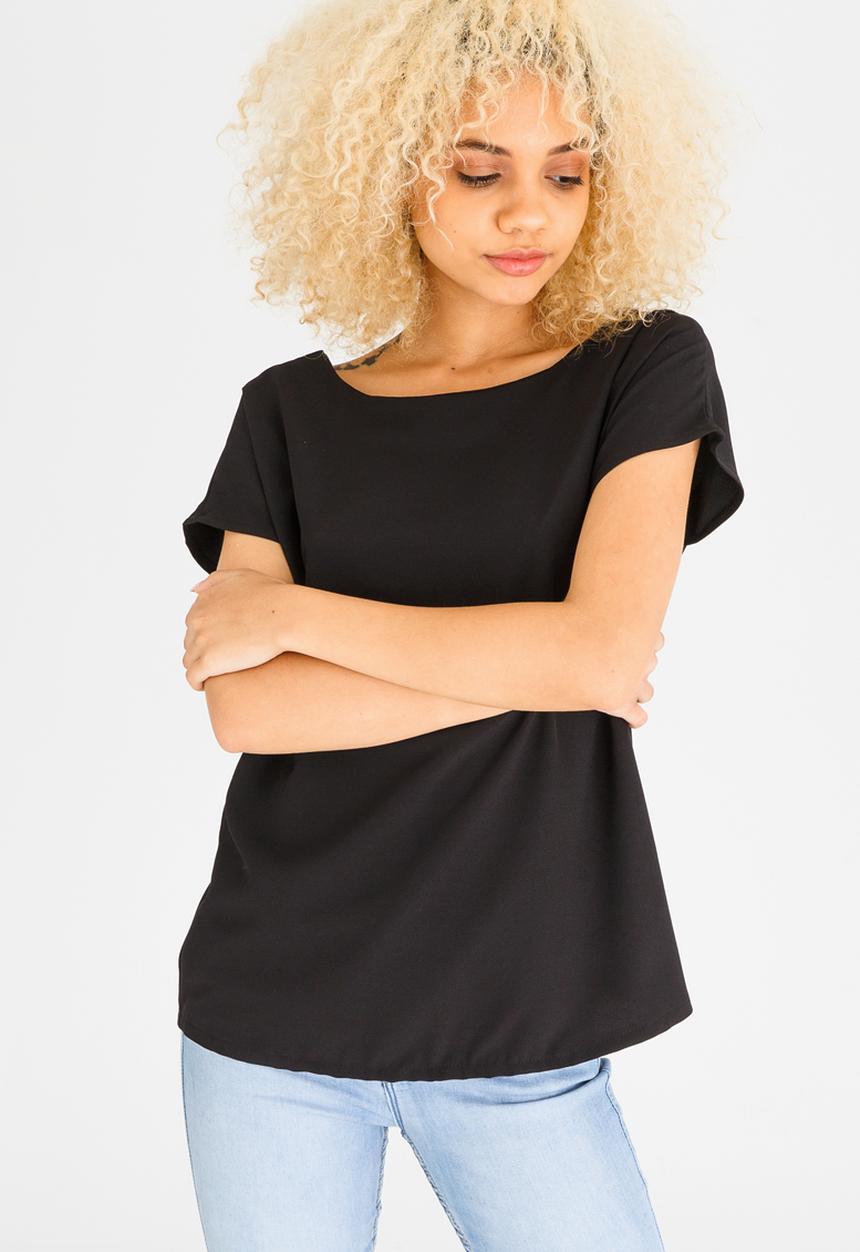 c(inch) - Open Back Blouse Black