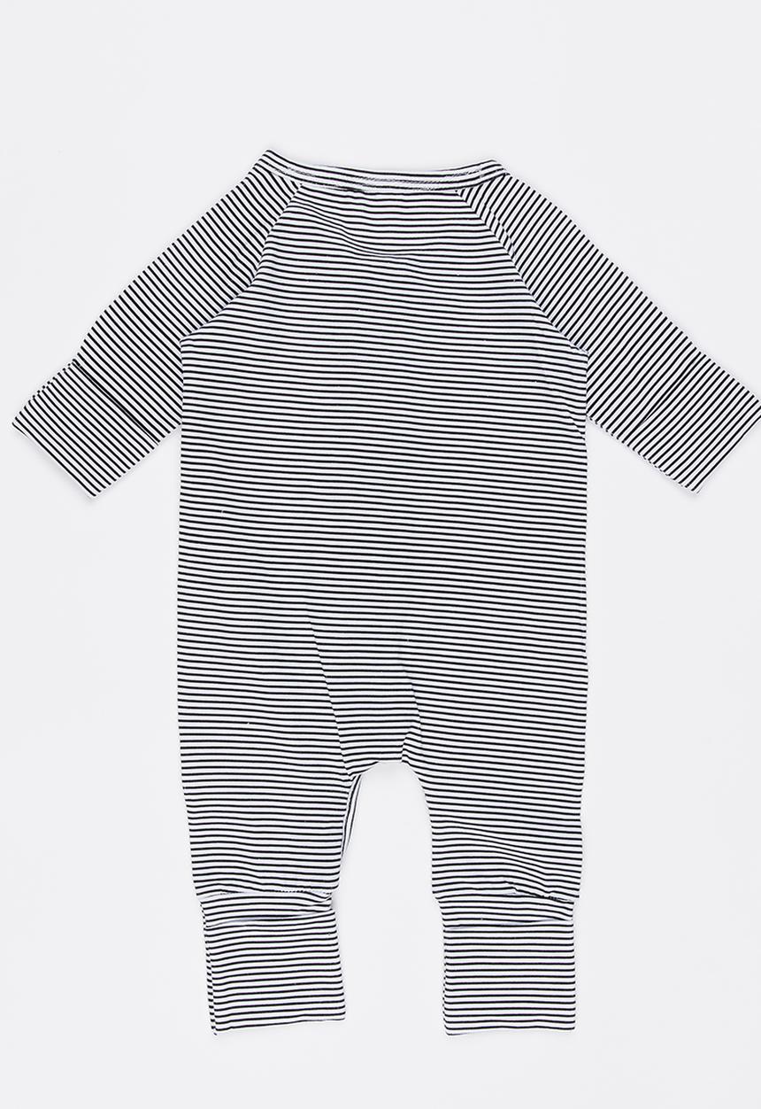 Pop Candy - Striped Full Bodysuit Black and White