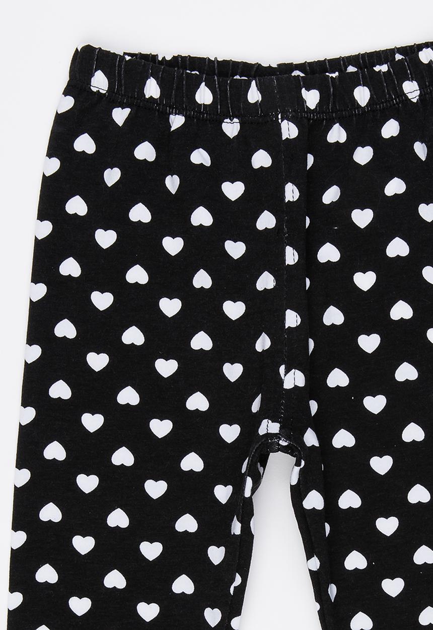 Pop Candy - Heart Printed Leggings Black
