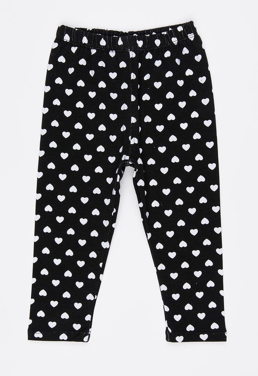 Pop Candy - Heart Printed Leggings Black