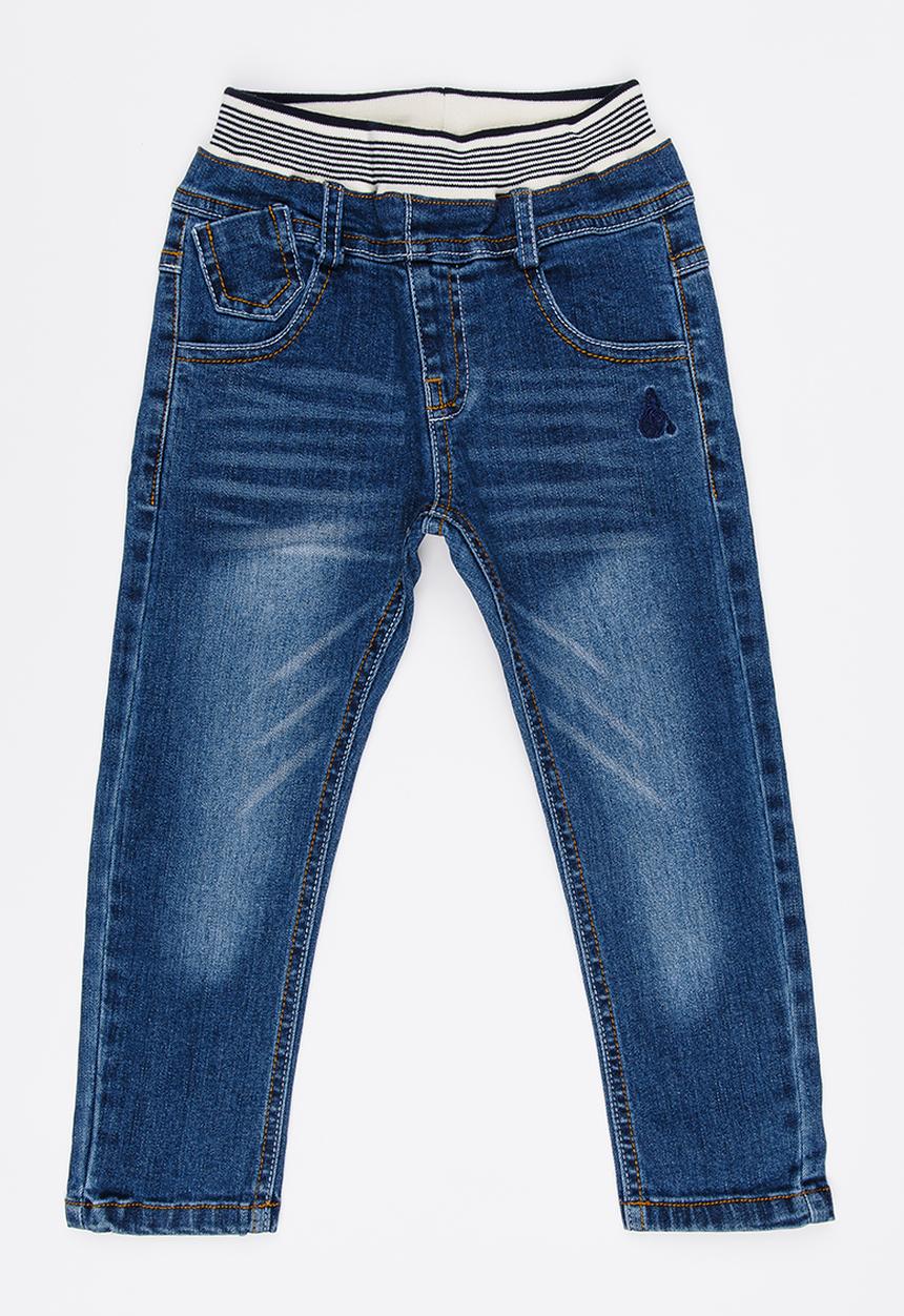 Pop Candy - Denim Jeans with Ribbed Waistband Blue