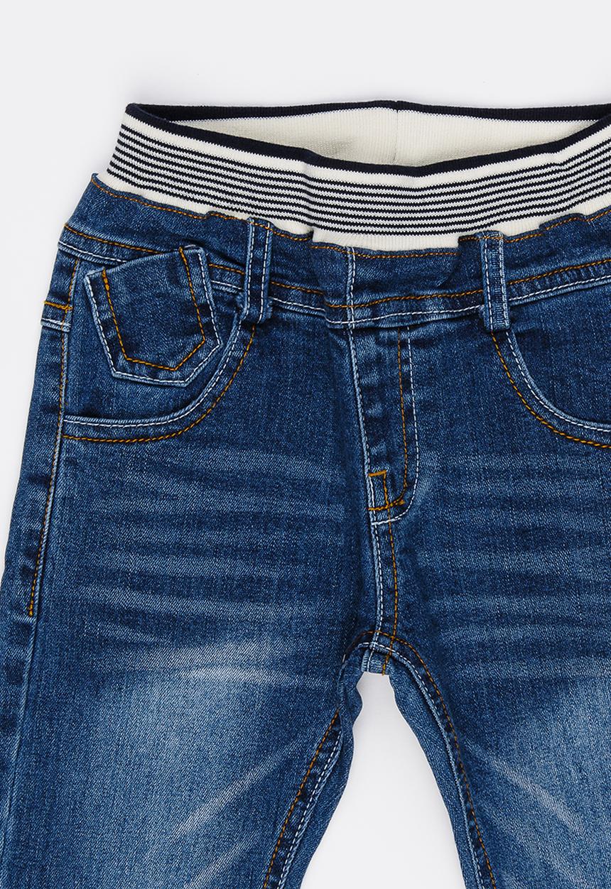 Pop Candy - Denim Jeans with Ribbed Waistband Blue