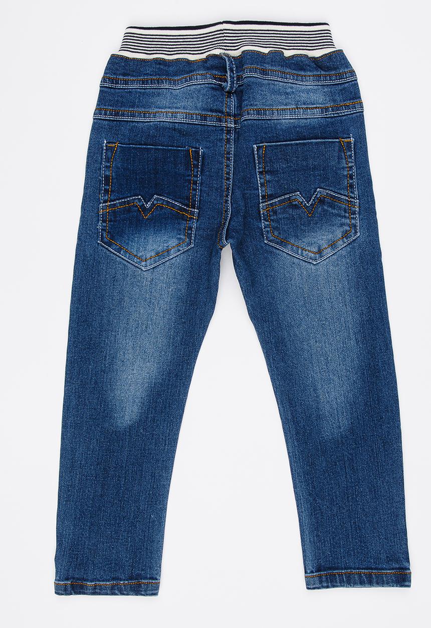 Pop Candy - Denim Jeans with Ribbed Waistband Blue