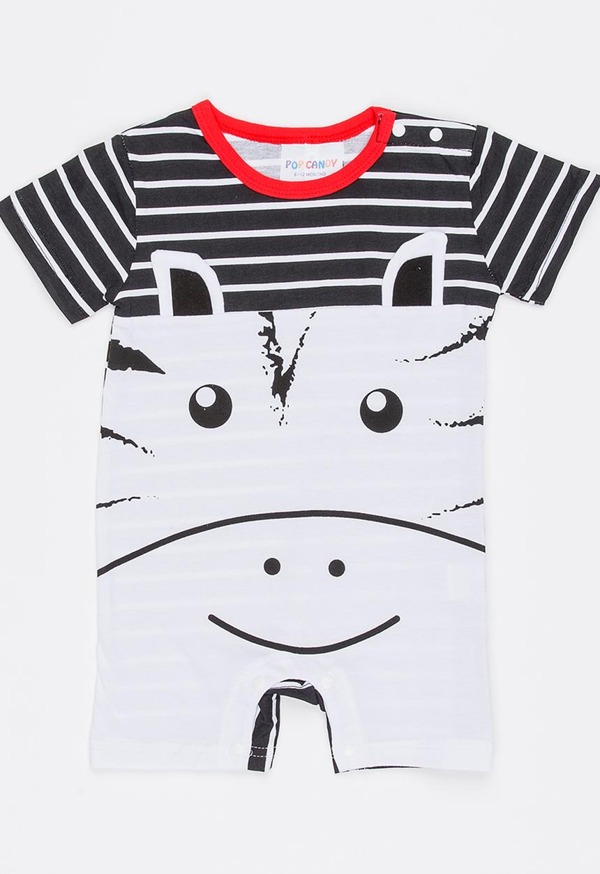 Pop Candy - Zebra Romper Black and White