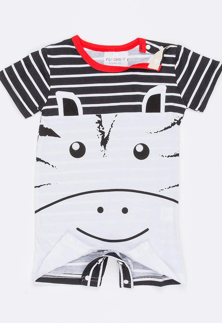 Pop Candy - Zebra Romper Black and White