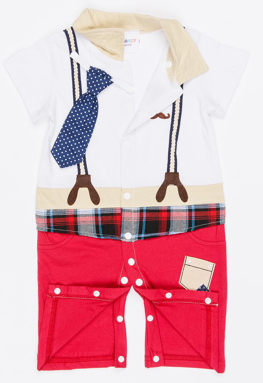 Pop Candy - Dungaree Romper Red