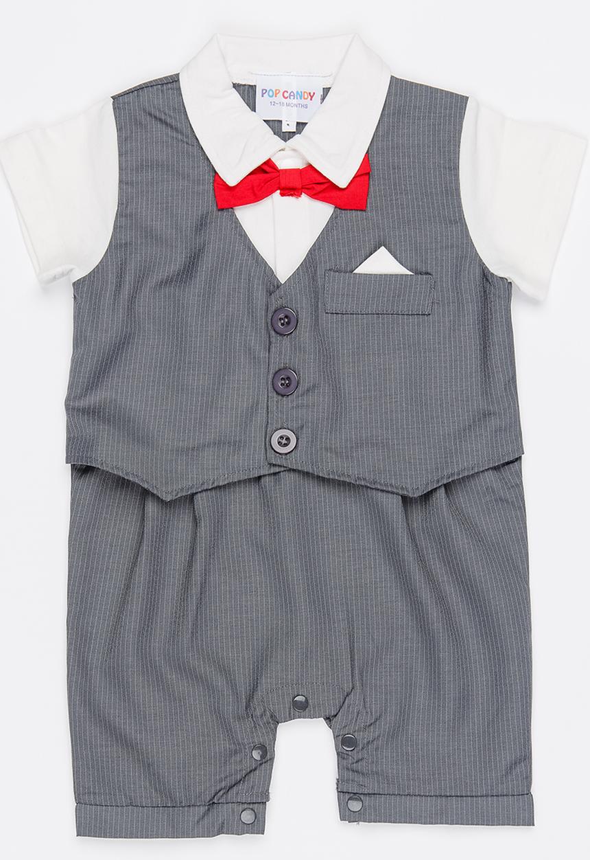 Pop Candy - Tuxedo Romper Grey
