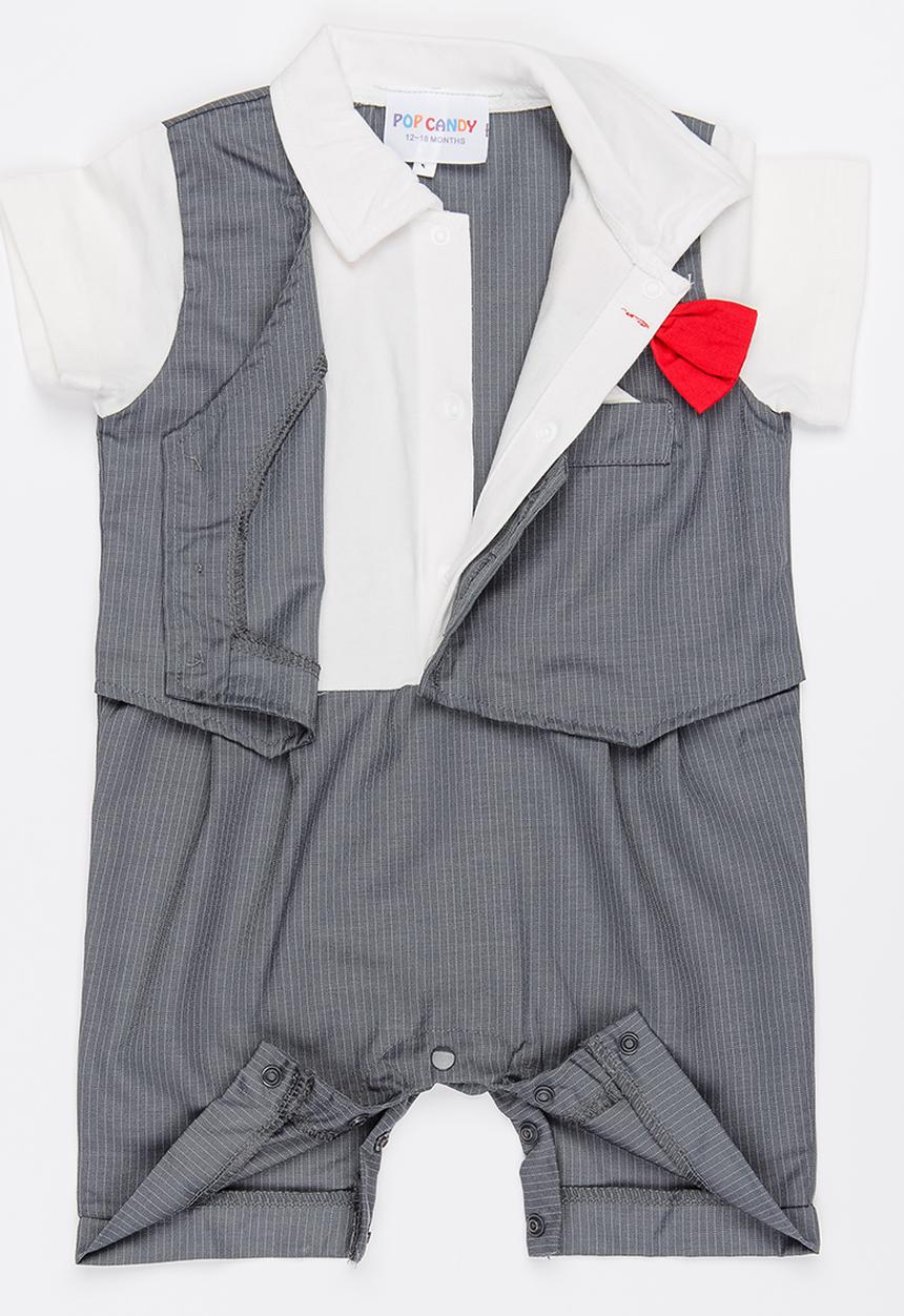 Pop Candy - Tuxedo Romper Grey