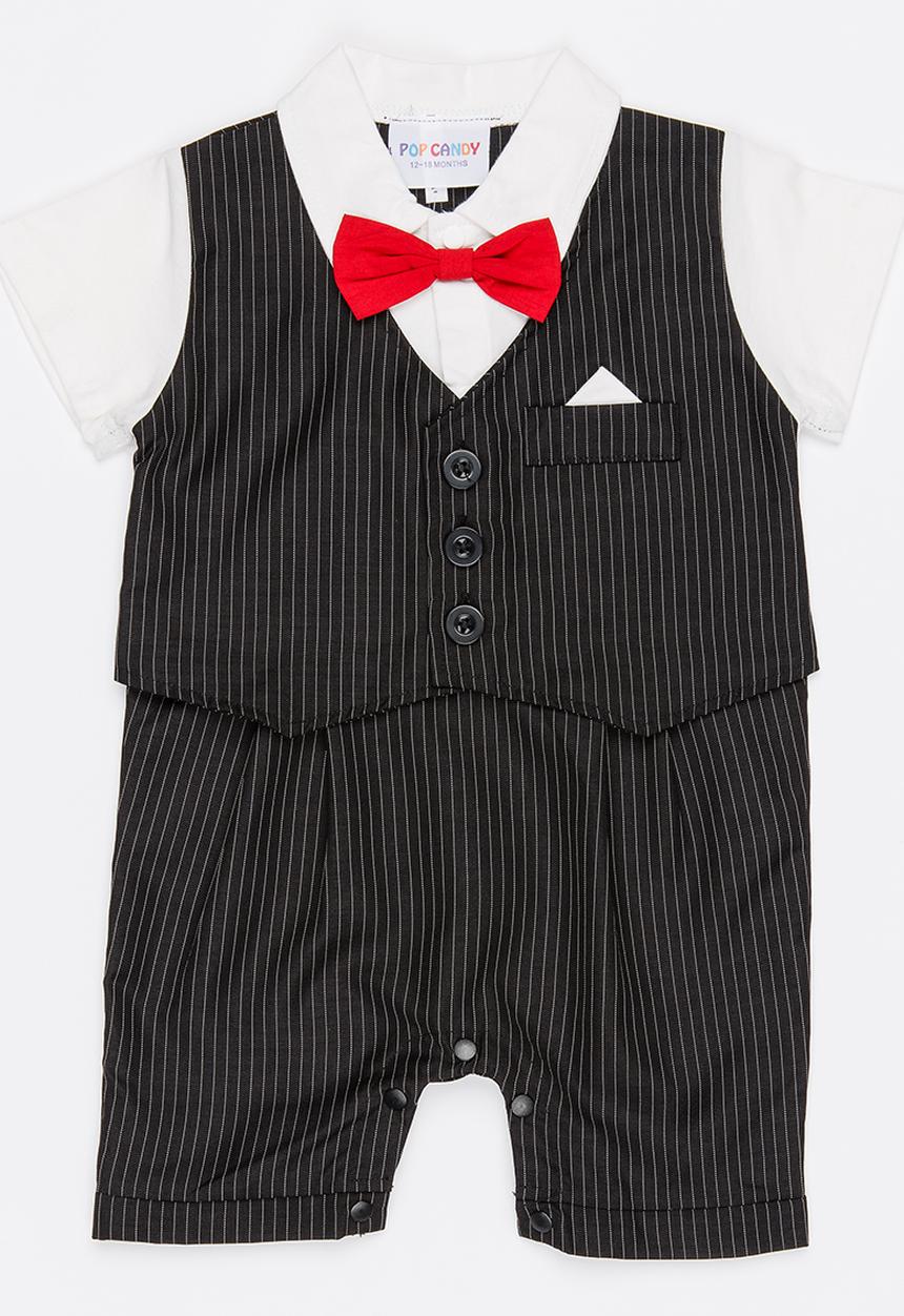 Pop Candy - Tuexedo Romper Black