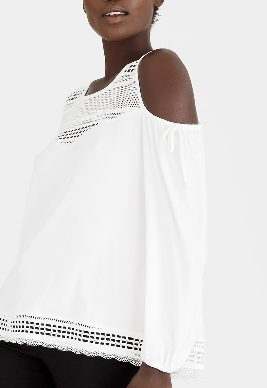 cath.nic - Summertime Cold Shoulder Top White