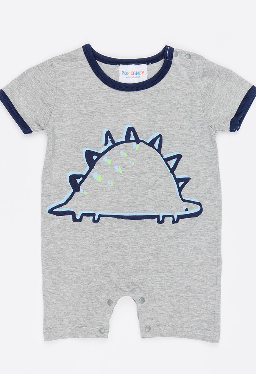 Pop Candy - Dino Romper Grey