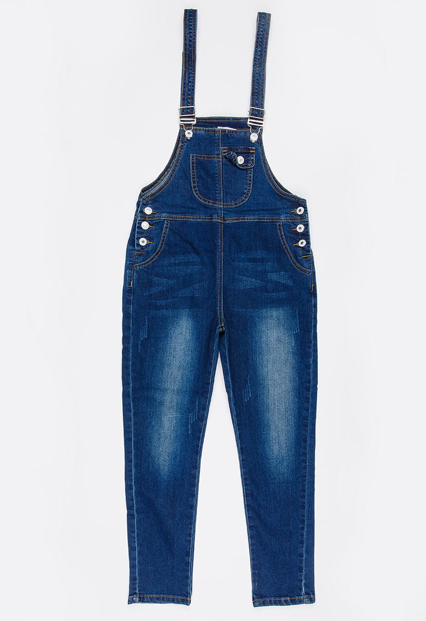 Pop Candy - Dungaree Jeans Dark Blue