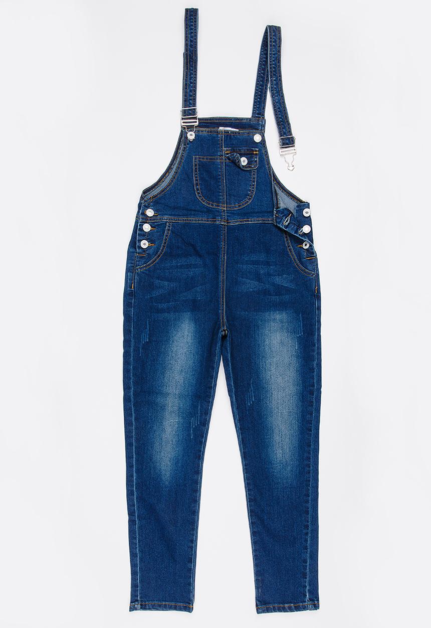 Pop Candy - Dungaree Jeans Dark Blue