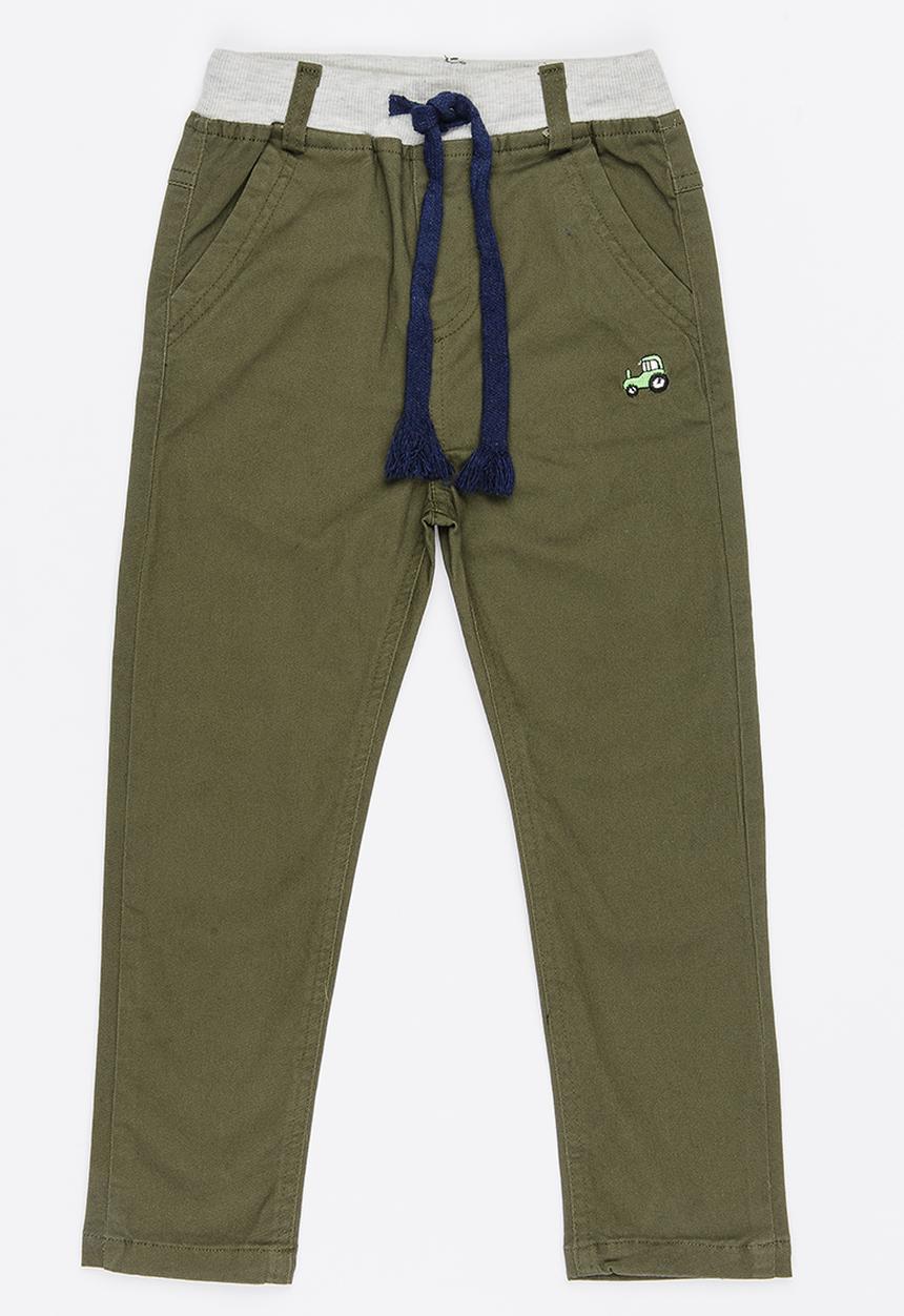 Pop Candy - Ribbed Chino Pants Khaki Green
