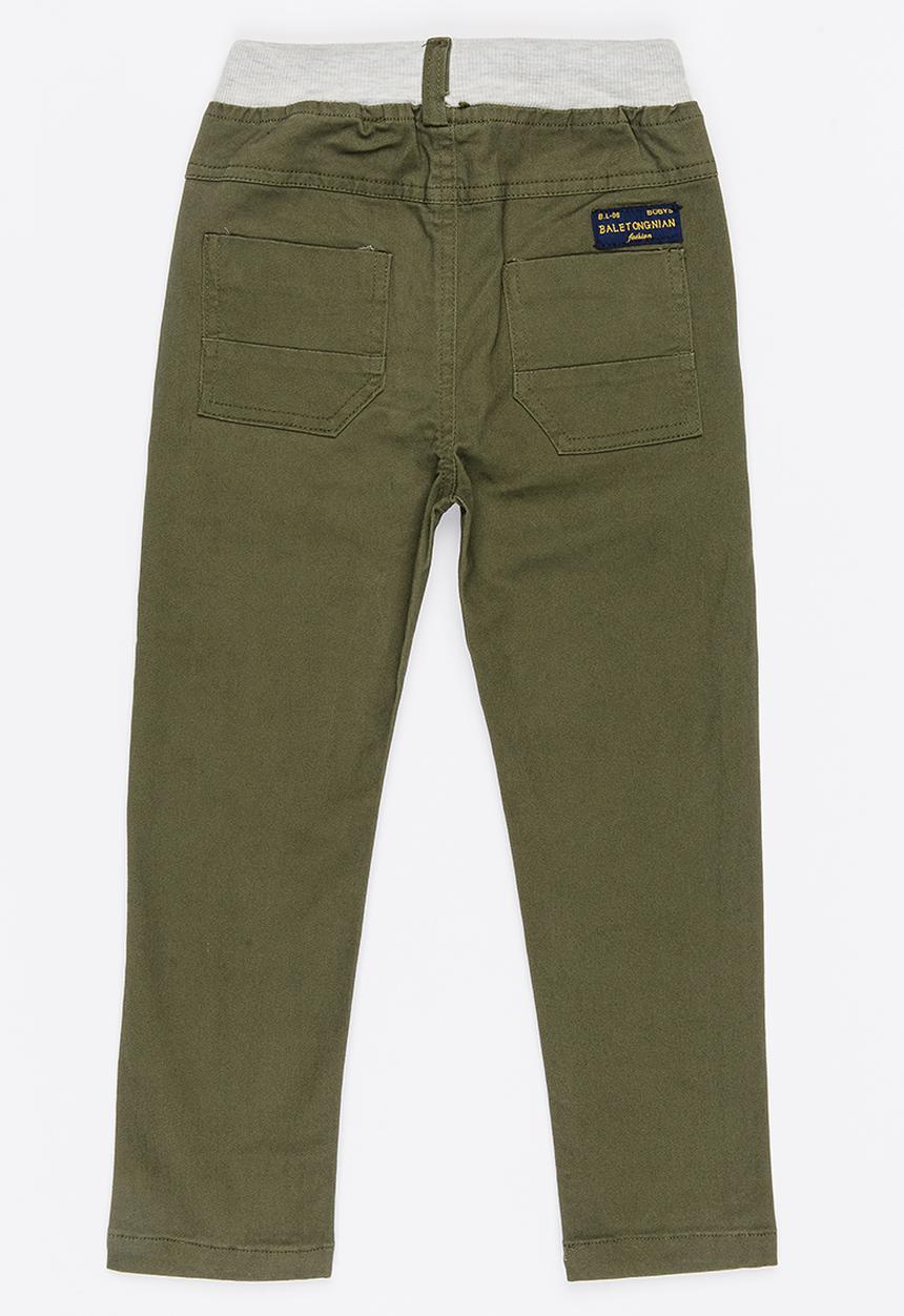 Pop Candy - Ribbed Chino Pants Khaki Green