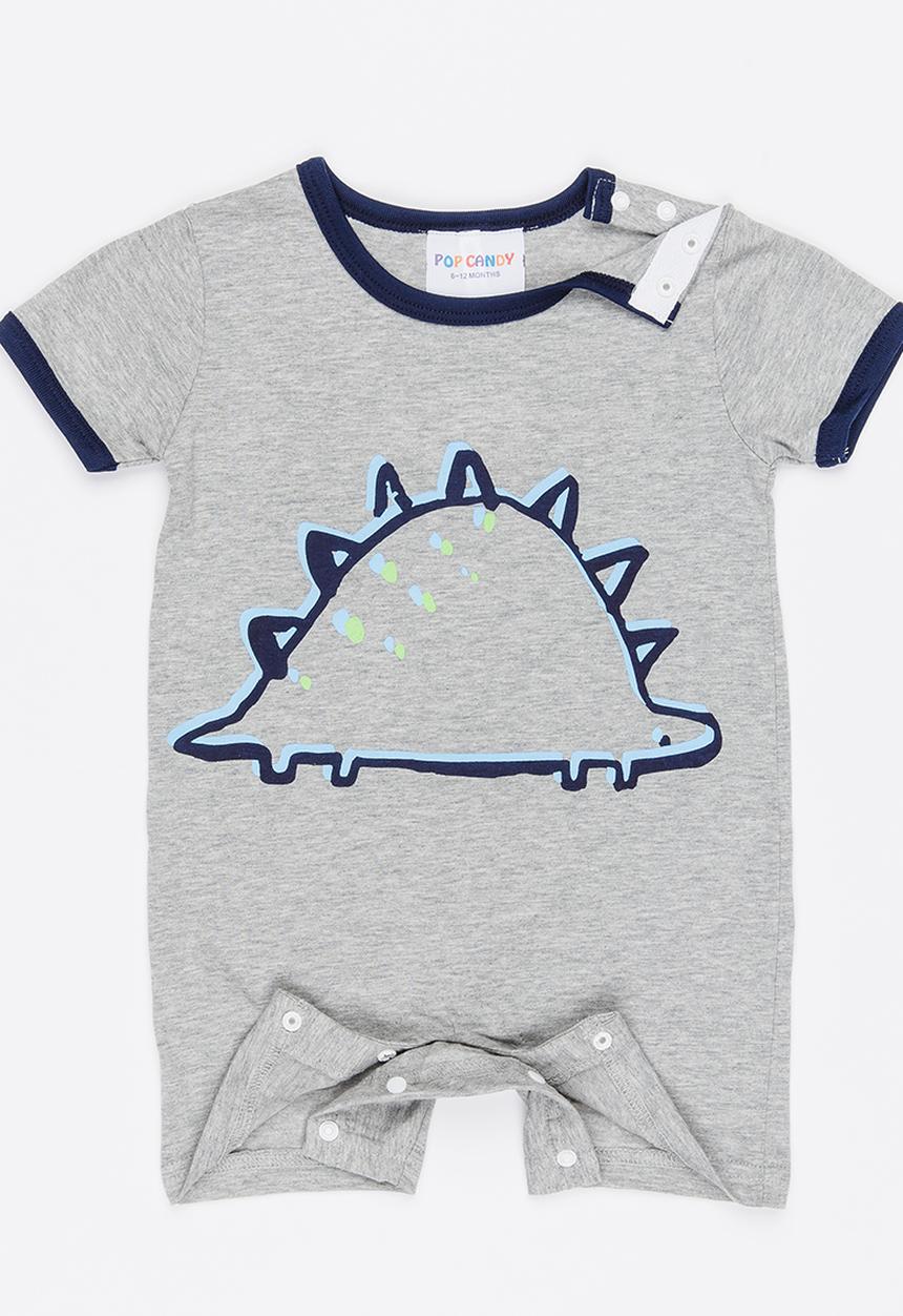 Pop Candy - Dino Romper Grey
