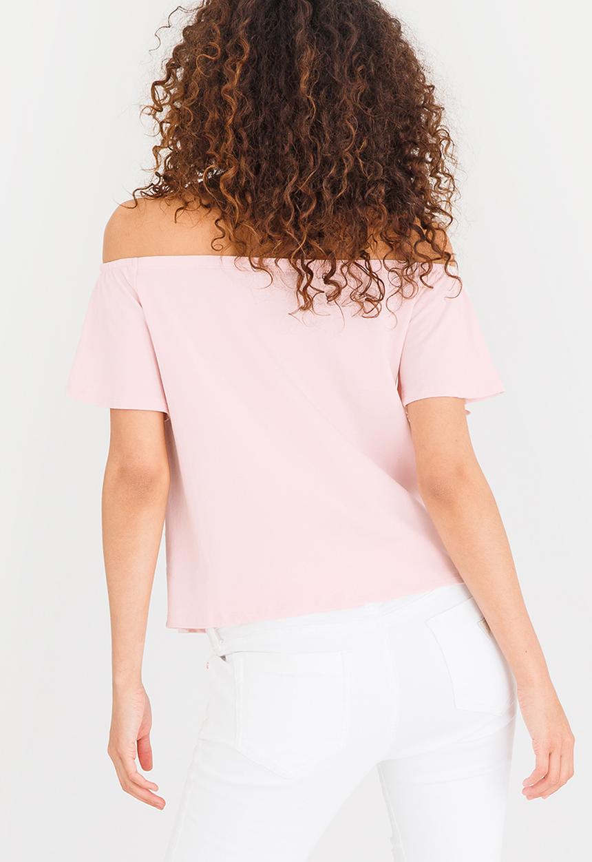 GUESS - Guess Off Shoulder Amor Tee Mid Pink