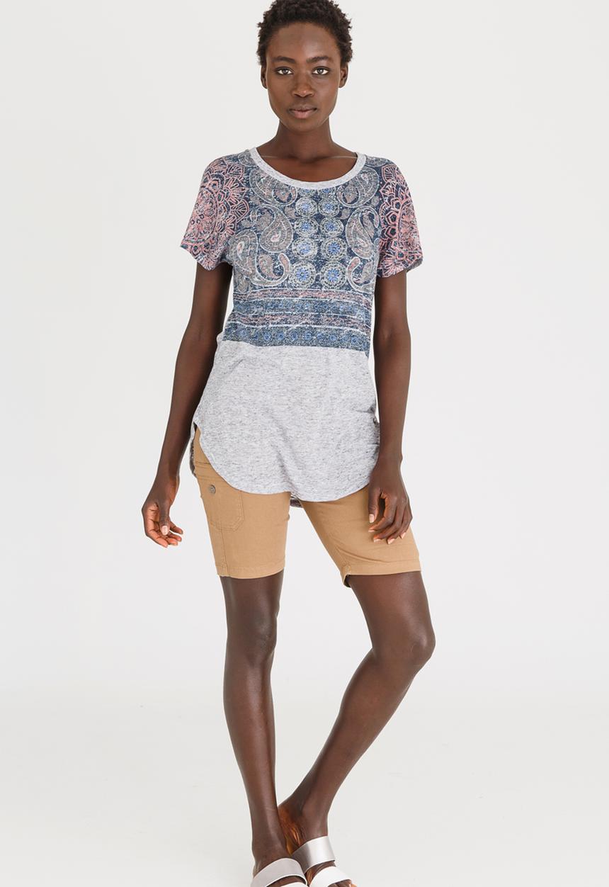 JEEP - Linen-Look Fashion Top With Print Grey