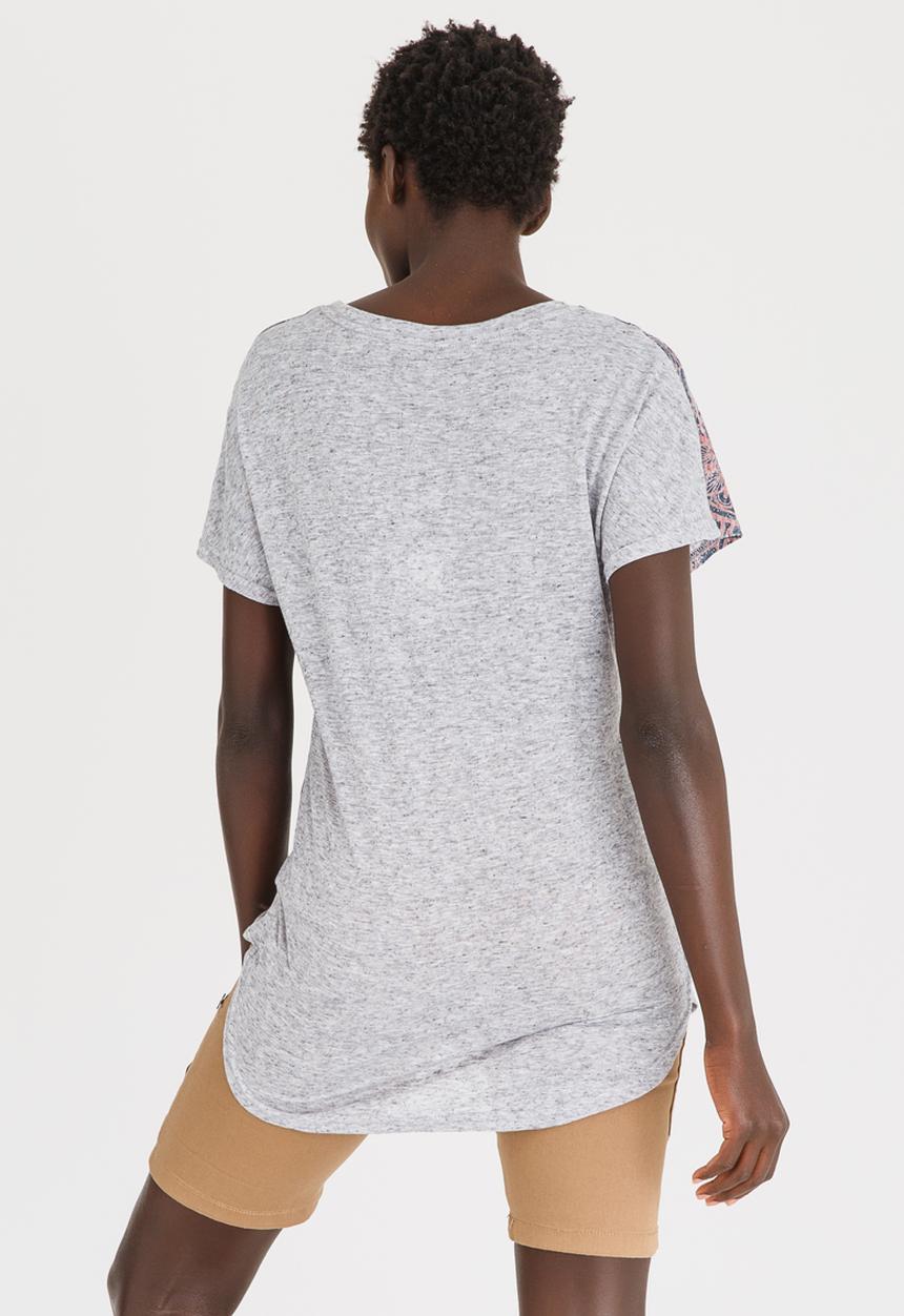 JEEP - Linen-Look Fashion Top With Print Grey