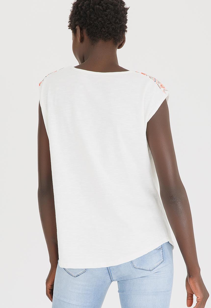 JEEP - Slub Puff Print Fashion Top Cream