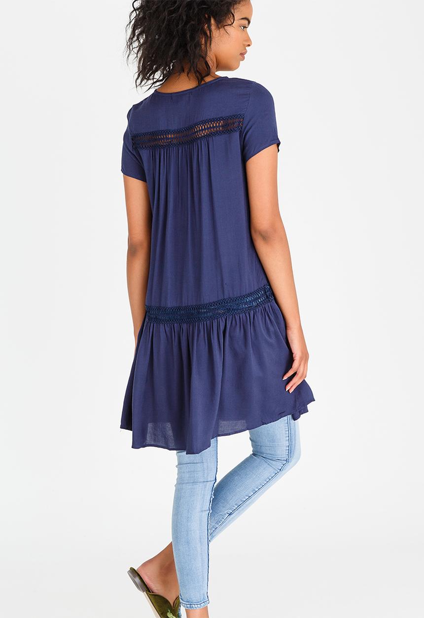 CRAVE - Tunic with Crochet Detail Navy