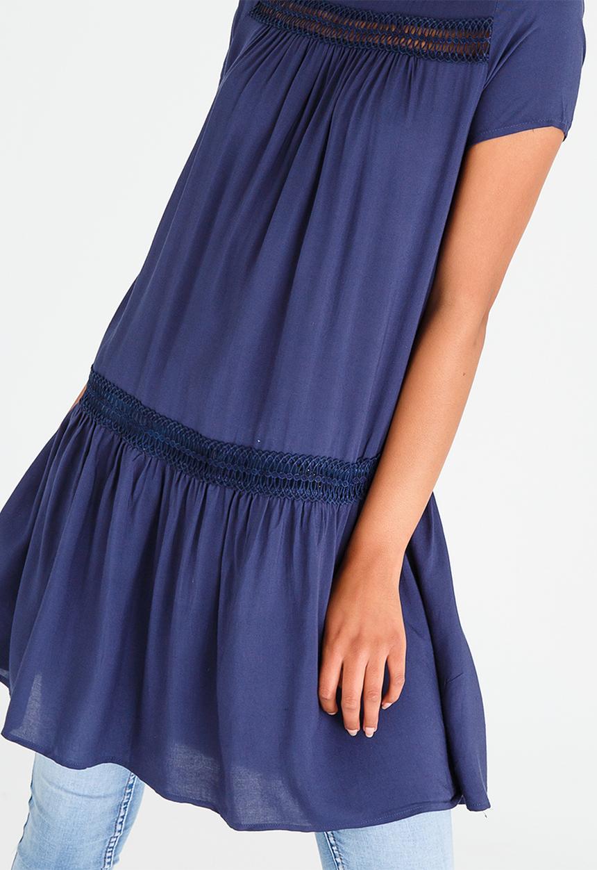 CRAVE - Tunic with Crochet Detail Navy