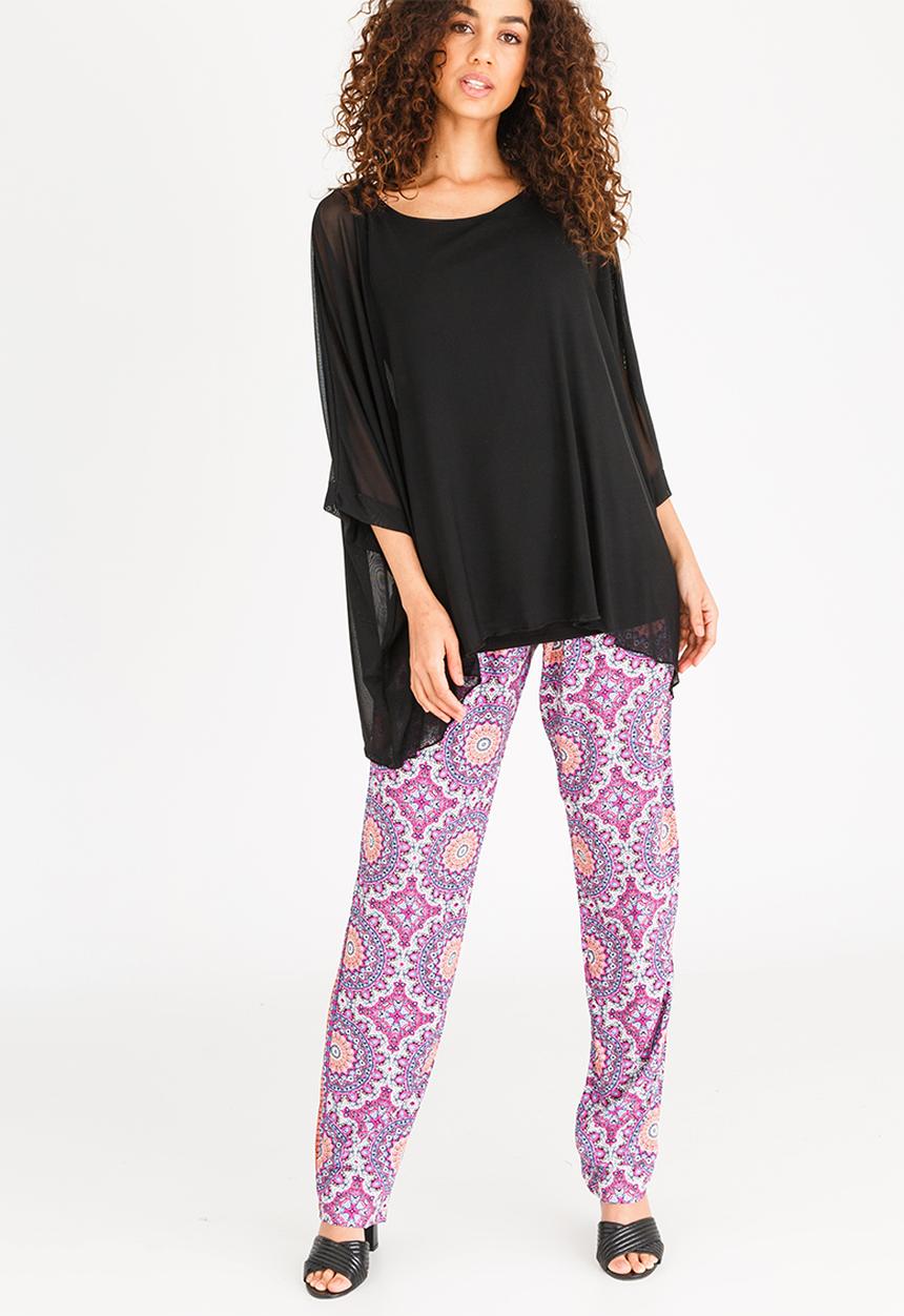 Slick - Sacha Mesh Overlay Top Multi-colour
